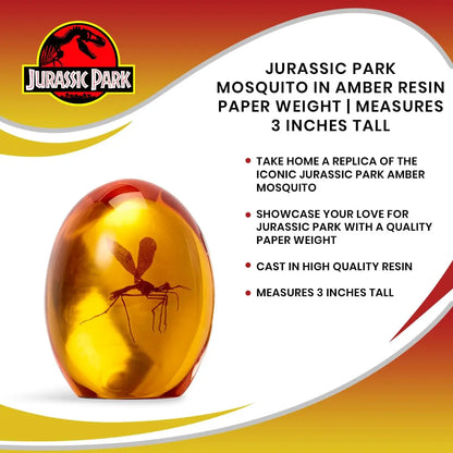 Jurassic Park Mosquito In Amber Resin Paper Weight | Measures 3 Inches Tall