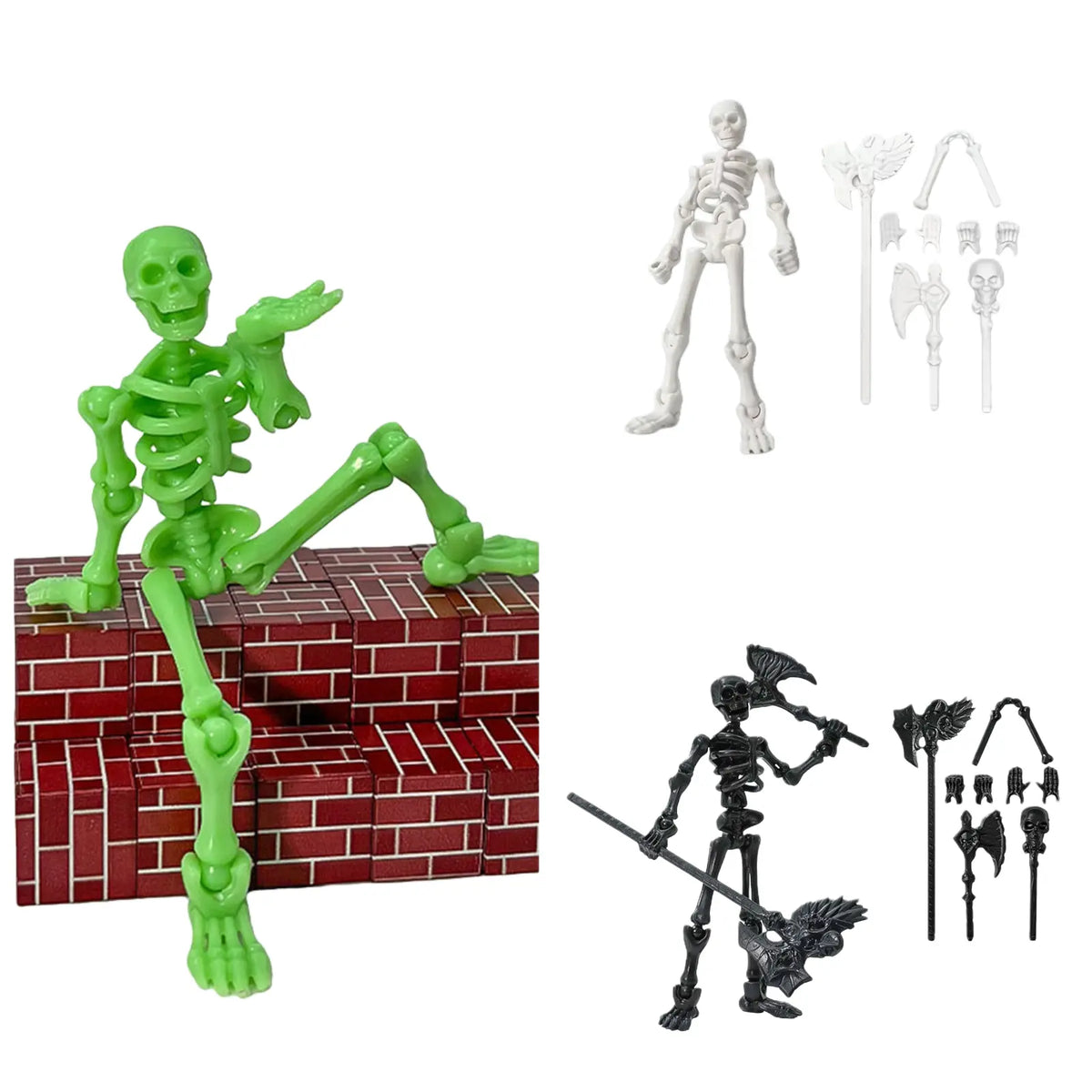 Poseable Skeleton Action Figure DIY Kit - Articulated Stop Motion Prop, Halloween Desktop Decoration, Adult Collectible Home Decor Statue, Room Decor, Ornaments