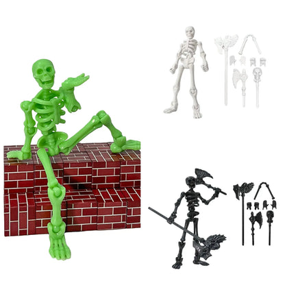 Poseable Skeleton Action Figure DIY Kit - Articulated Stop Motion Prop, Halloween Desktop Decoration, Adult Collectible Home Decor Statue, Room Decor, Ornaments