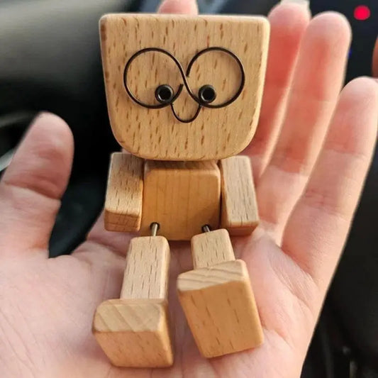 12-Piece Eco-Friendly Rustic Wooden Figurine Set - Leg-Shaking Mini Statues with Assorted Faces, Natural Wood Finish DIY Home Decoration for Livingroom Decor and Accessories, Office Desk Creative Gifts, No Extras, Sohochic Fashion Accessory Set