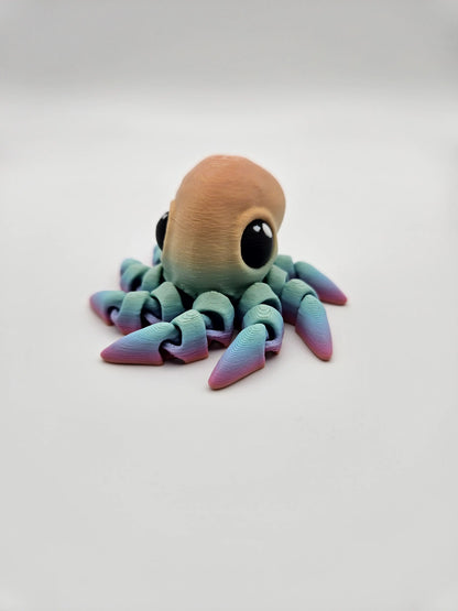 3D Printed Articulating Blue-Ringed Octopus Figurine Great Gift and Desk Figure