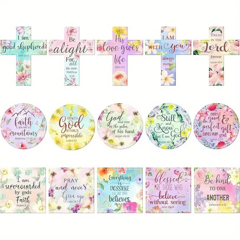 15 Pcs Inspirational Refrigerator Magnets with Bible Verses Inspirational Faithful Locker Inspired Fridge Magnet Set Christian Motivational Flower Magnets Refrigerator Decorating Magnet