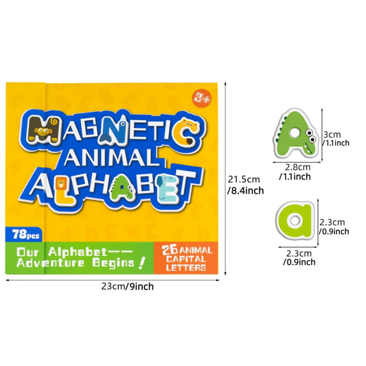 78pcs Animal Theme Magnetic Fridge Magnets Learning Toy, Alphabet Educational Early Education Tool, Early Learning Word Coordination Cognitive