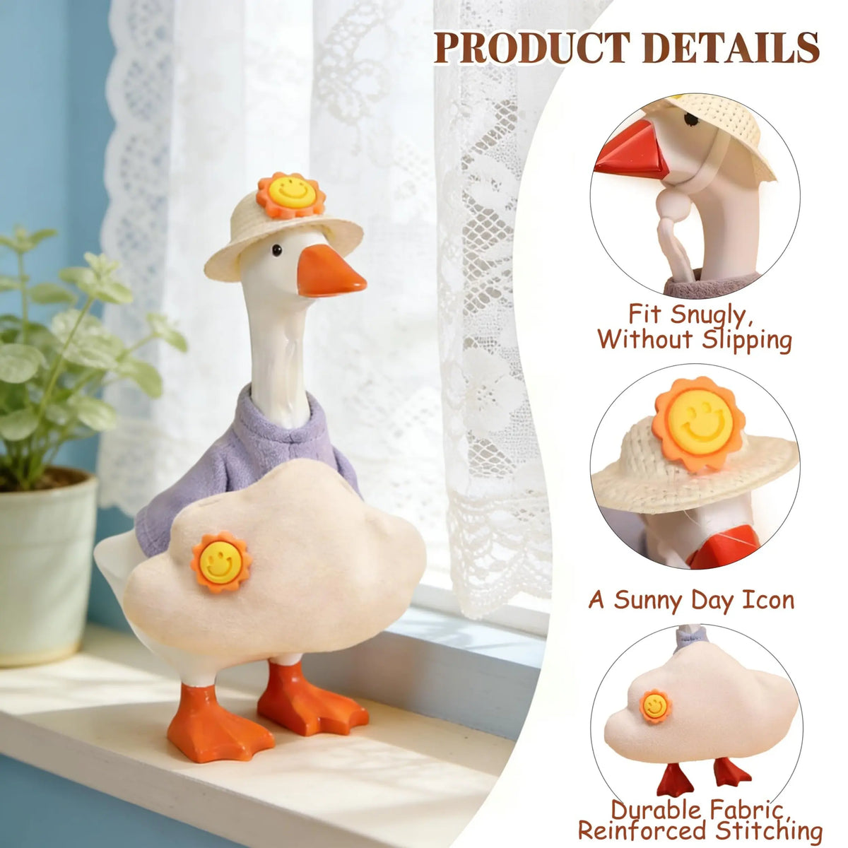 7-Inch Bolt-Accented Lightweight Decorative Desk Goose Costume Set for Magnetic Goose Statue - 2 Weather Themes (Rainy, Sunny with Cloud Hat), Moodmatch Decor, Swap Sun/Storm Outfits, All Ages Ideal Gift, DIY Specialty Supplies,sohochic