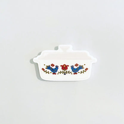 Country Festival Corningware Fridge Magnets, 70s Retro Kitchen, Corning Ware Casserole, Pyrex Magnets, Blue Birds