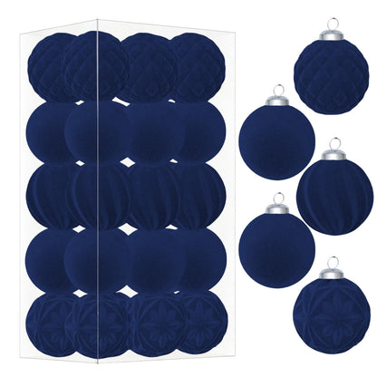 30Pcs Burgundy Velvet Christmas Ball Ornaments for Xmas Tree Decorations