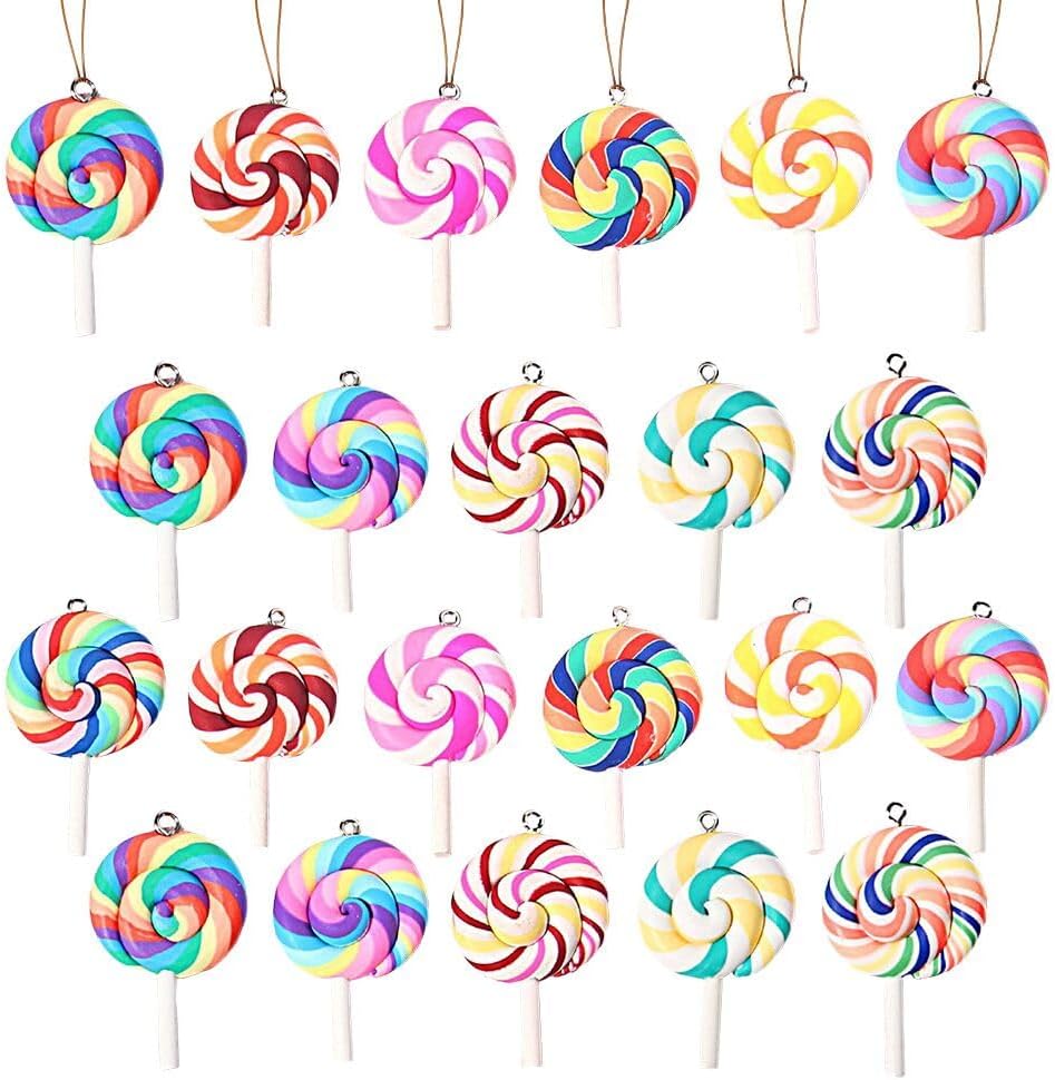 24 Pcs Christmas Lollipop Hanging Ornaments, Multicolor
