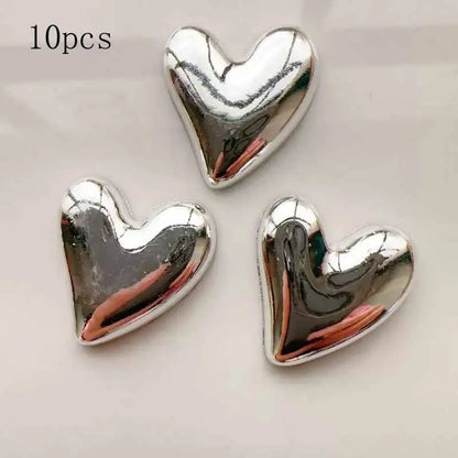 10pcs Refrigerator Golden Heart Magnets, Cute Charming Love Decoration Magnet Set for Home Kitchen and Office Whiteboard, Valentine's Day Gift for Friends and Loved Ones, Refrigerator Kitchen Magnet, Decorative, Fridge Magnets Cute