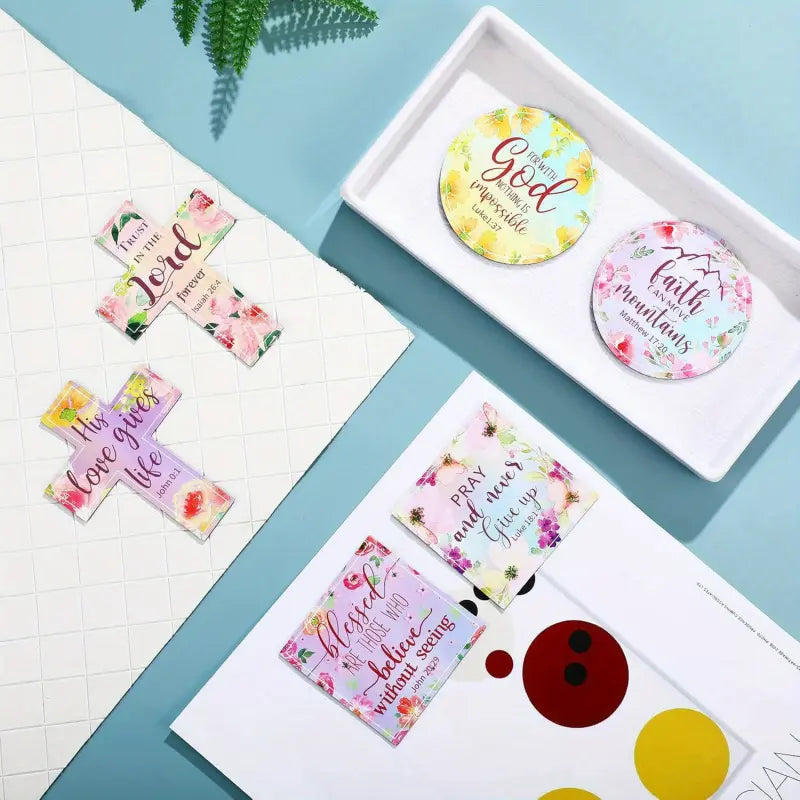 15 Pcs Inspirational Refrigerator Magnets with Bible Verses Inspirational Faithful Locker Inspired Fridge Magnet Set Christian Motivational Flower Magnets Refrigerator Decorating Magnet