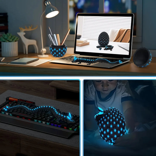 1set 3D Printed Dragon with Eggs Mystery Dragon Egg Glow in The Dark 3D Print Dinosaur Eggs Dinosaur Design for Home Decor Funny Gift Staute Home Decor Ornament Living Room Decor Decorations And Ornaments