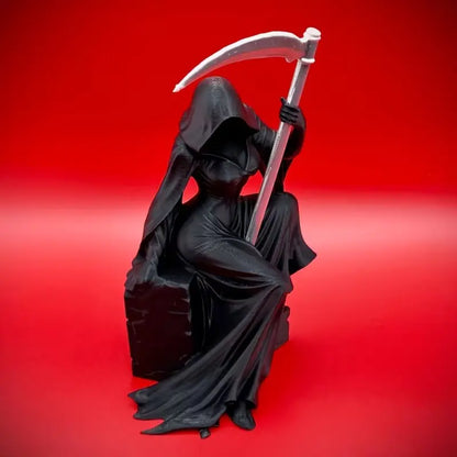 Dark Goddess Sculpture Figurine with Scythe, Mystical Desk Decor, Decor Ornaments, Unique Gothic Style Ornament, Perfect for Dark Theme Spaces, Must-Have Creative Decoration
