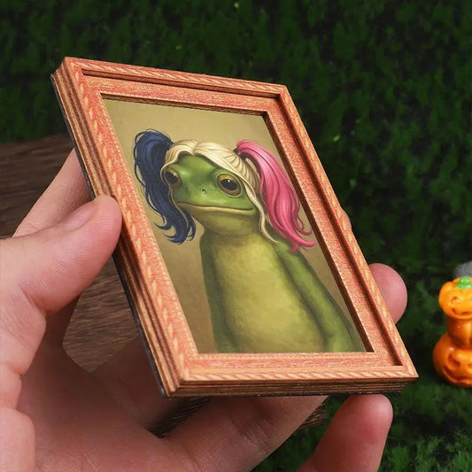 Funny Frog Refrigerator Magnet, Mini Photo Frame Fridge Magnet, Humorous Home Decor, Festive Decoration, Great Holiday Gift, Magnetic Item