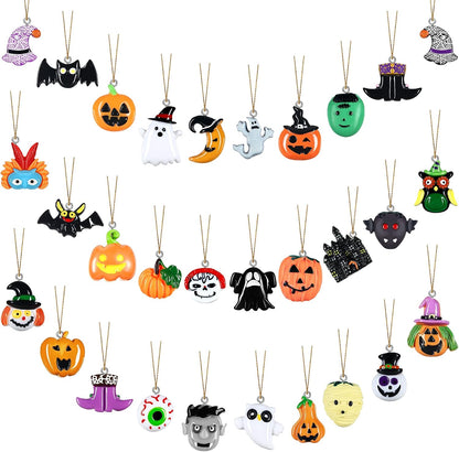 Queekay 30 Pcs Miniature Halloween Ornaments Resin Charm Pendant Decor