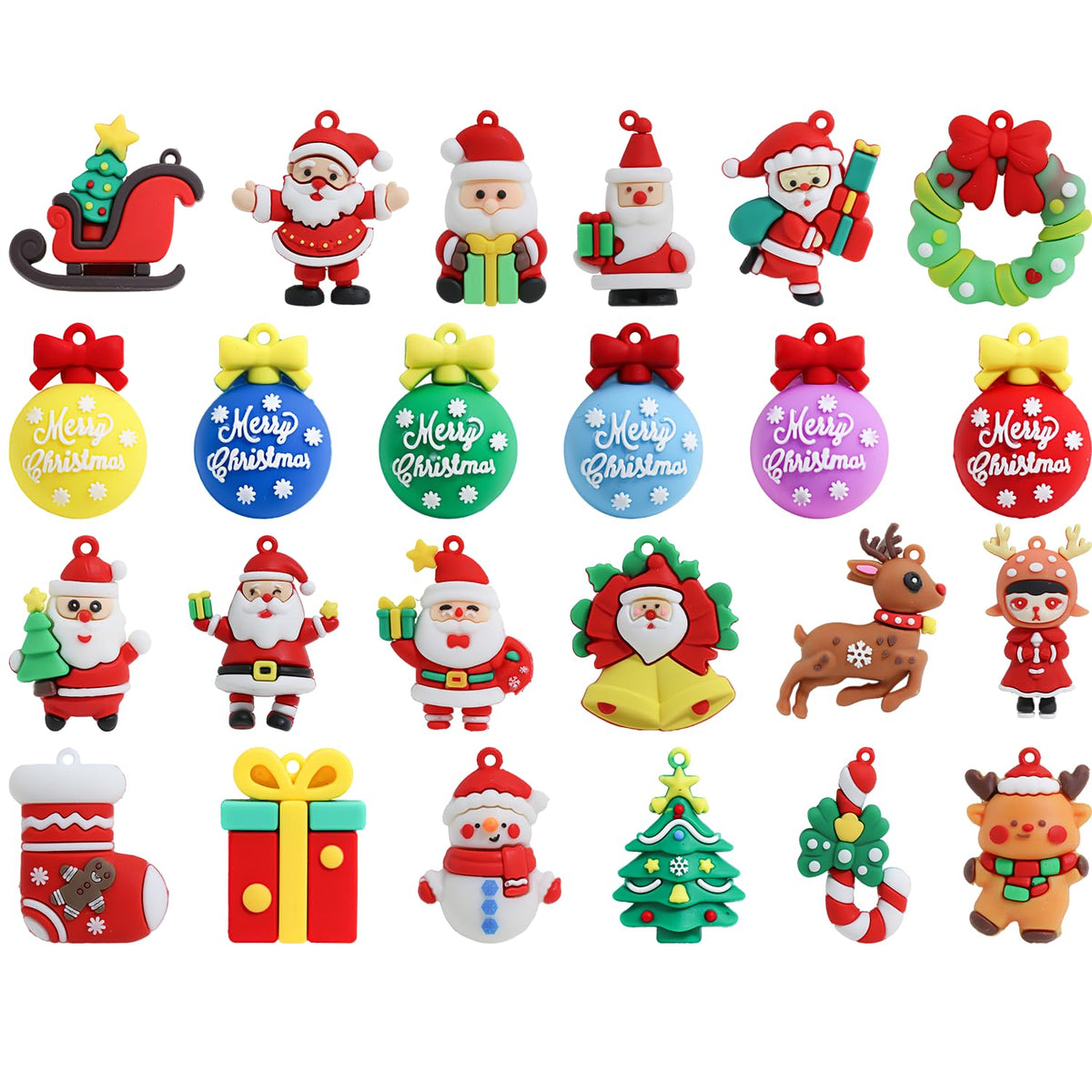 48Pcs Mini Christmas Collectible Dolls Figurines,Christmas Tree Hanging Ornament Gifts for Xmas Goodie Bag Stuffers Winter New Year Holiday Party Favors Decorations