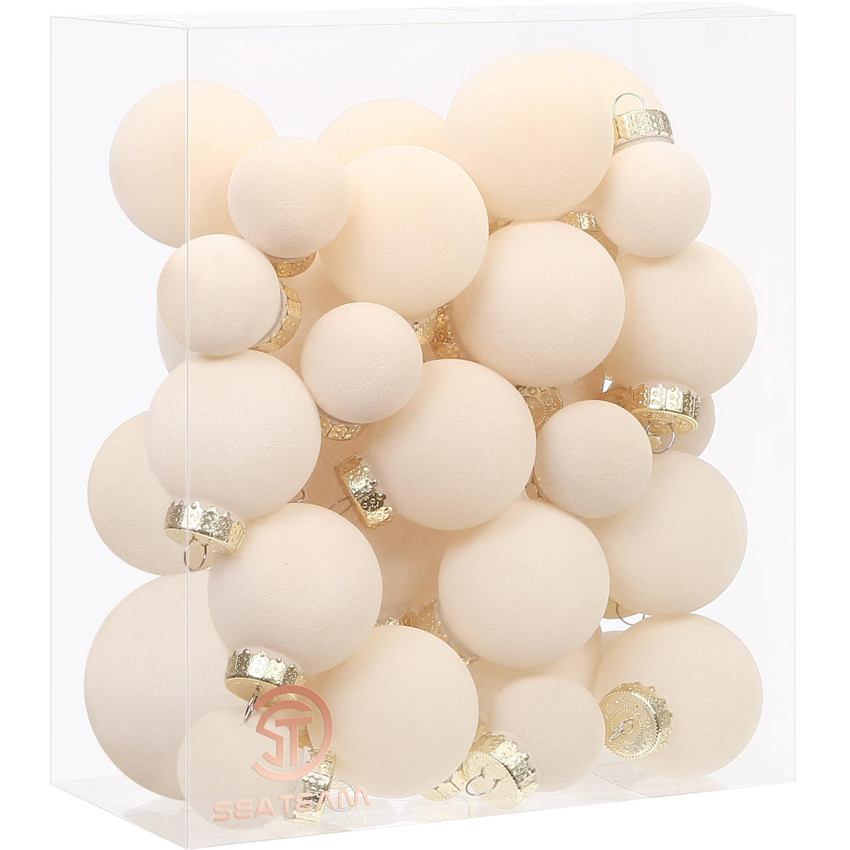 Sea Team 25-Pack Flocked Velvet Christmas Ball Ornaments, Prairie Fall