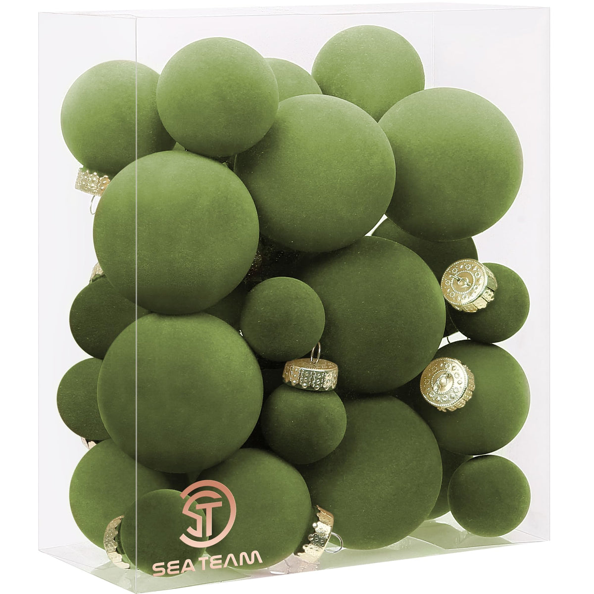 Sea Team 25-Pack Flocked Velvet Christmas Ball Ornaments, Prairie Fall