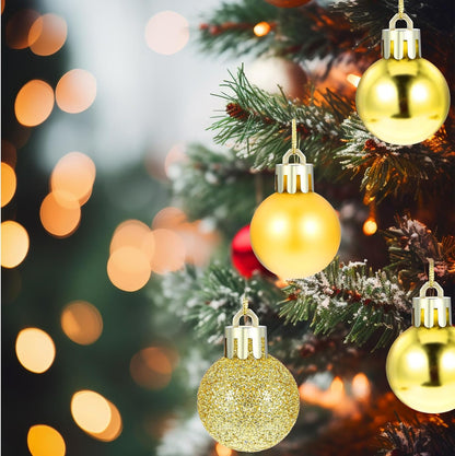 24 Pieces Mini Christmas Balls - Xmas Tree Ornaments and Decorations Pendant for Holiday Party Decor - 3cm/1.1'' (Gold)