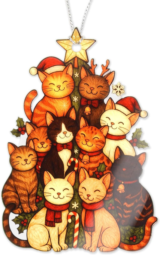 Christmas Ornaments 2026 - Cat Lover Gifts for Women, Colorful Cat Ornament for Christmas Tree, Cute Cats Ornaments, Black Orange Cat Ornament
