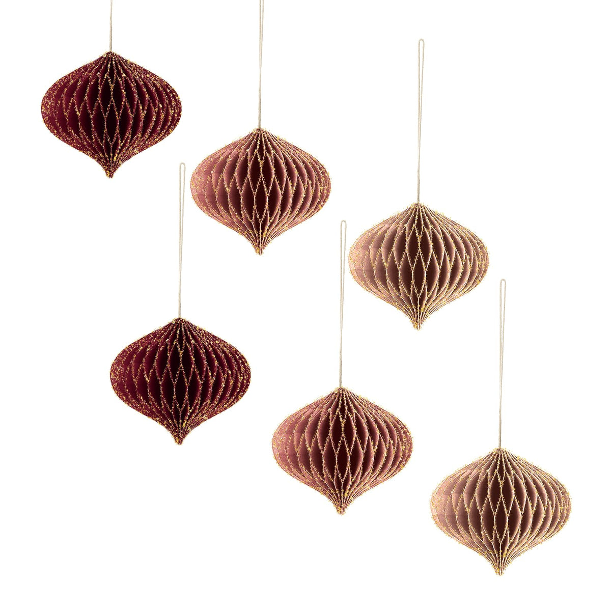 NICROLANDEE Christmas Party Decorations - 6 PCS Paper Honeycomb Ornaments