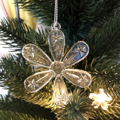Style Glass Clear Glass Snowflake Ornament Winter Christmas Tree Hanging Decorations (12 Pieces).
