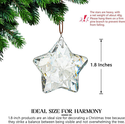 6 Pcs Clear Crystal Star Ornaments Faceted Christmas Hanging Decor