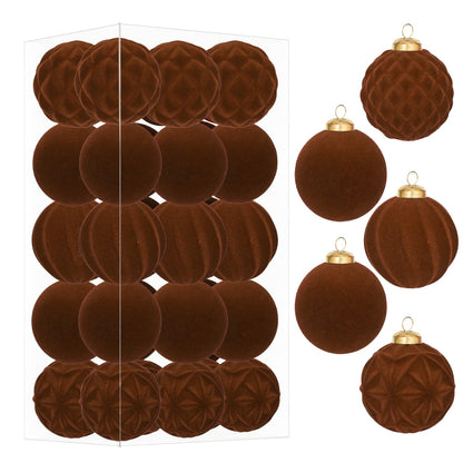 30Pcs Burgundy Velvet Christmas Ball Ornaments for Xmas Tree Decorations