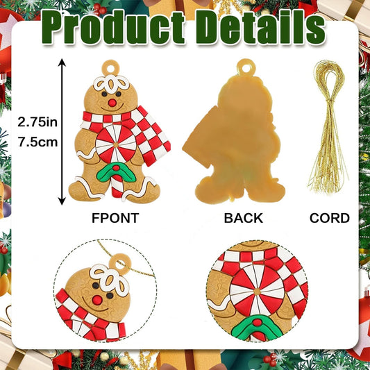 Gingerbread Man Ornaments 12pcs Gingerbread Christmas Decorations for Tree, Cute Hanging Plastic Gingerbread Figurines Ornaments for Christmas Tree, Home Decor Living Room Kids Birthday Party Supplies