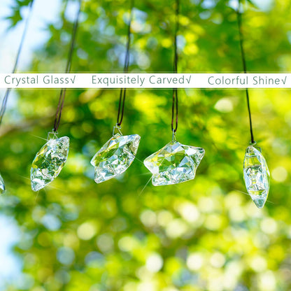 6 Pcs Clear Crystal Star Ornaments Faceted Christmas Hanging Decor