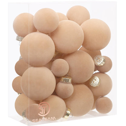Sea Team 25-Pack Flocked Velvet Christmas Ball Ornaments, Prairie Fall