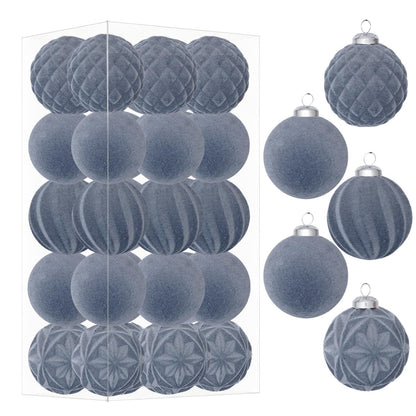 30Pcs Burgundy Velvet Christmas Ball Ornaments for Xmas Tree Decorations