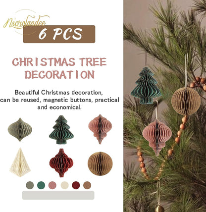 NICROLANDEE Christmas Party Decorations - 6 PCS Paper Honeycomb Ornaments