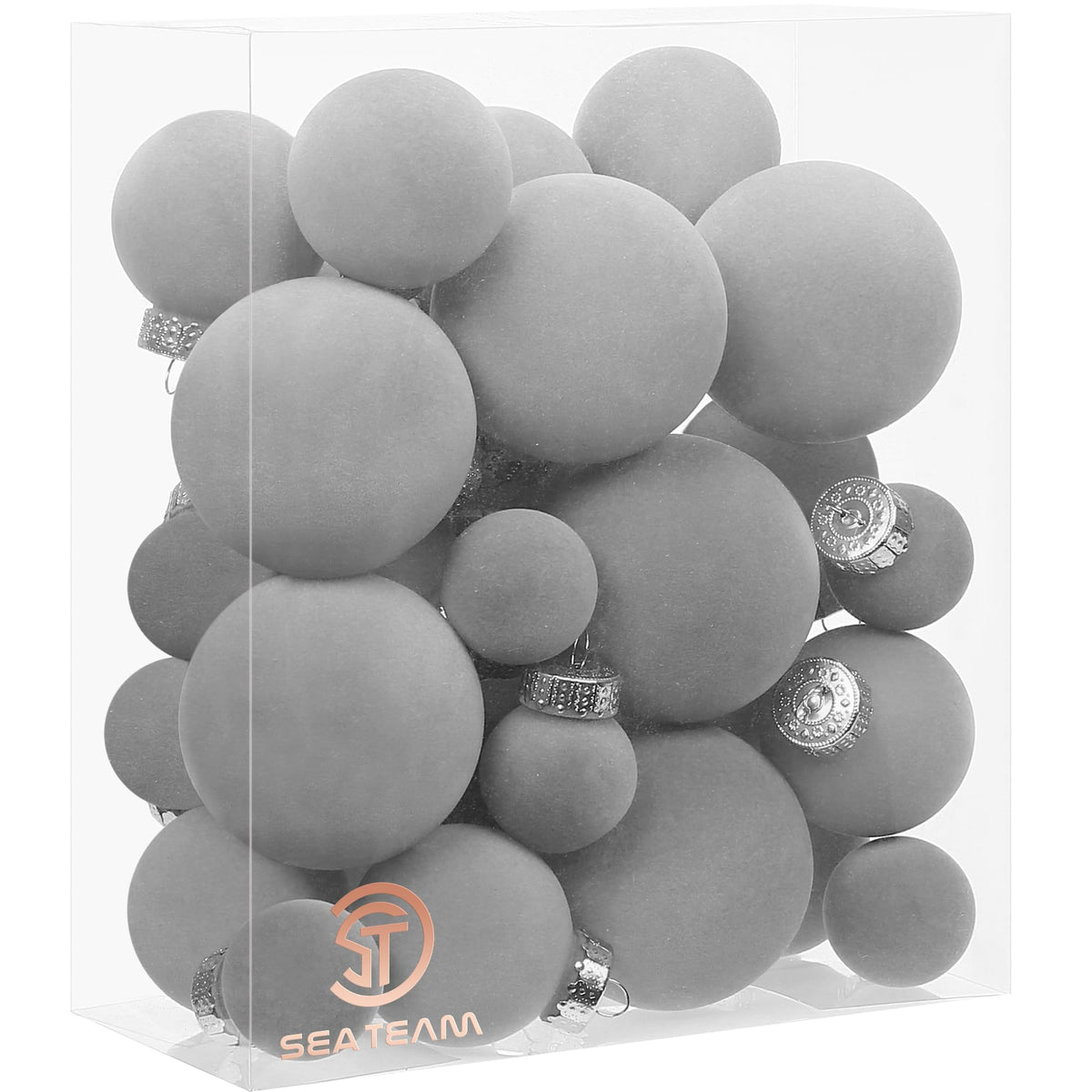 Sea Team 25-Pack Flocked Velvet Christmas Ball Ornaments, Prairie Fall