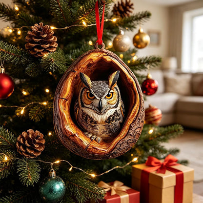 Owl Christmas Ornaments 2026, 3D Resin Woodland Animal Ornament, Owl Gifts