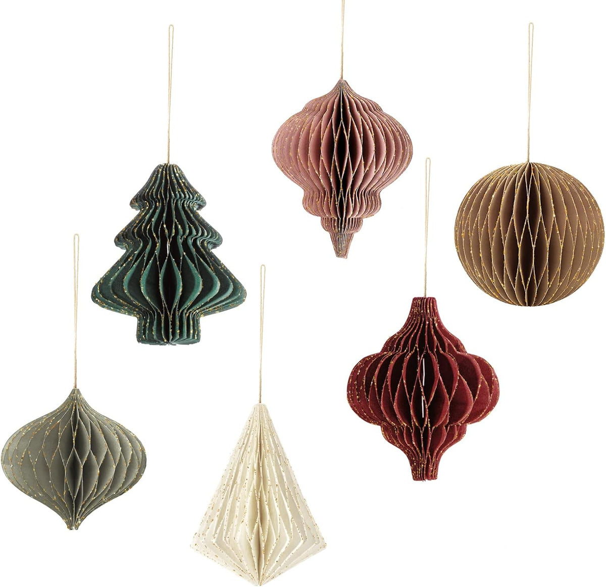 NICROLANDEE Christmas Party Decorations - 6 PCS Paper Honeycomb Ornaments