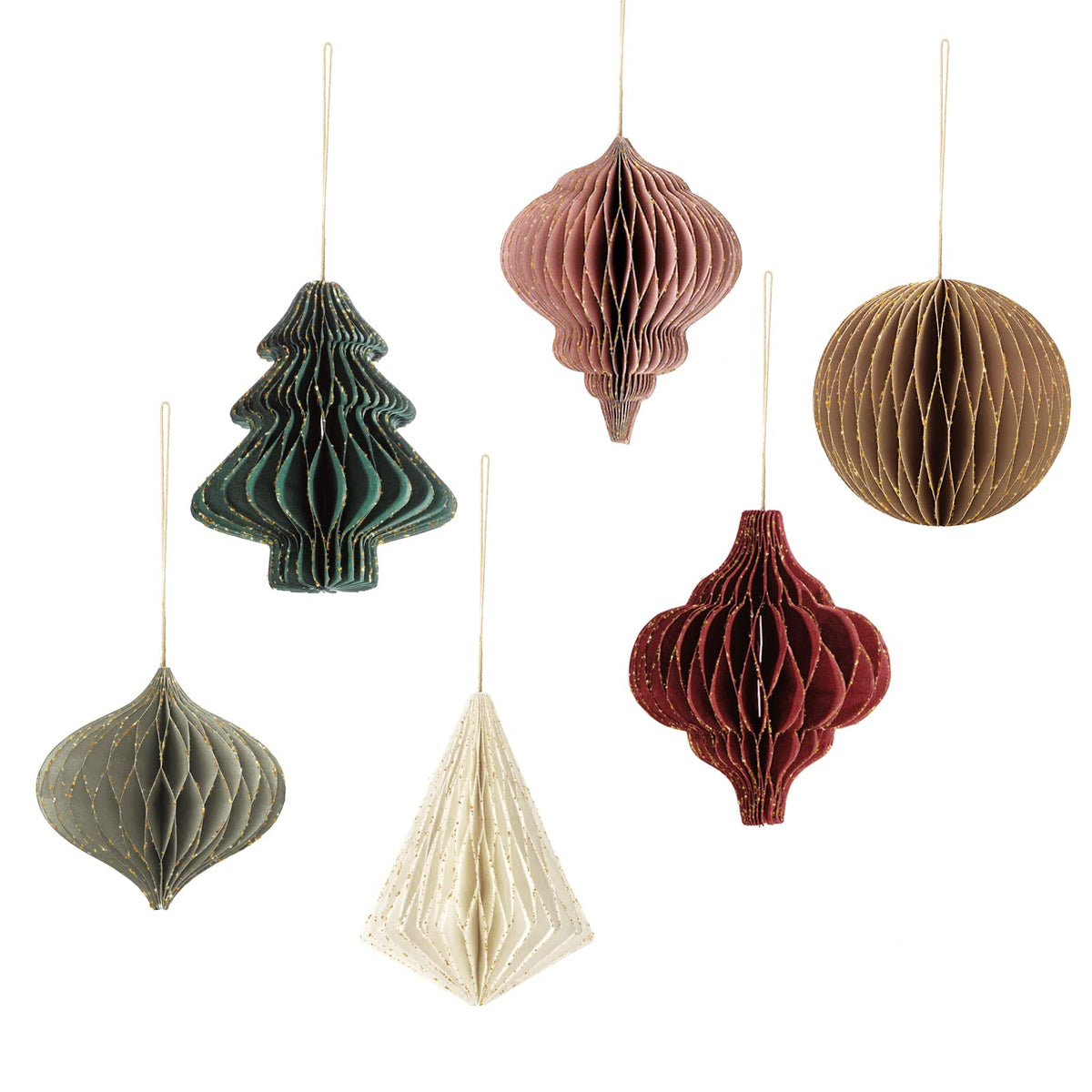 NICROLANDEE Christmas Party Decorations - 6 PCS Paper Honeycomb Ornaments