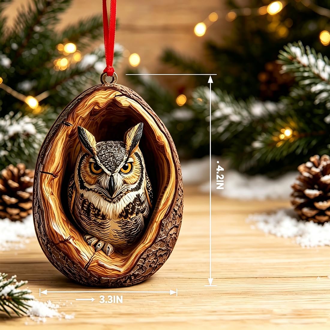 Owl Christmas Ornaments 2026, 3D Resin Woodland Animal Ornament, Owl Gifts