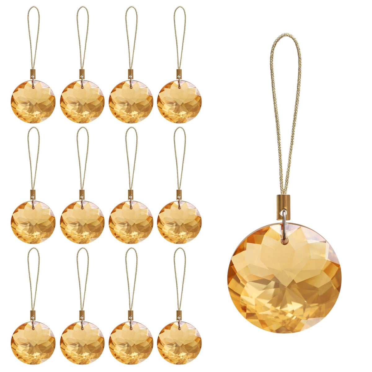 12 Pcs Crystal Glass Christmas Balls Ornaments, 1.18″ Mini Round Prism Flower Xmas Tree Decorations, Hanging Ornament for Wedding Party Home Decor (Crystal AB)
