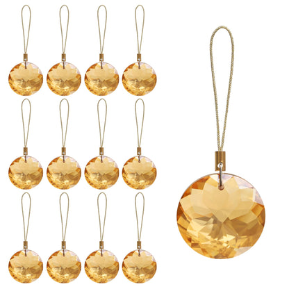 12 Pcs Crystal Glass Christmas Balls Ornaments, 1.18″ Mini Round Prism Flower Xmas Tree Decorations, Hanging Ornament for Wedding Party Home Decor (Crystal AB)