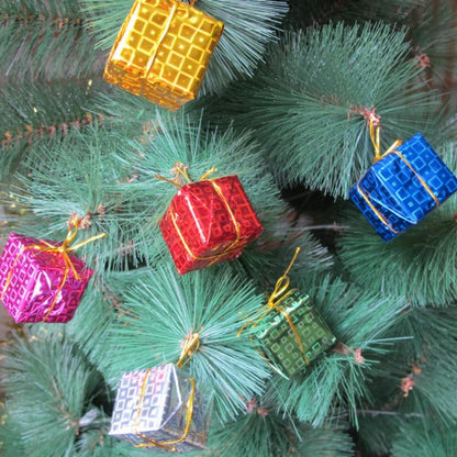 24PCS Shiny Mini Boxes Ornaments，Christmas Tree Decoration,Metal Foil Wrapped Ornaments，for Christmas Tree Hanging Decorations