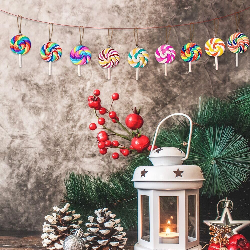 24 Pcs Christmas Lollipop Hanging Ornaments, Multicolor