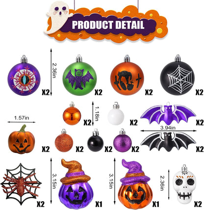 Halloween Ornament Set, 30pcs Shatterproof Tree Decorations Indoor