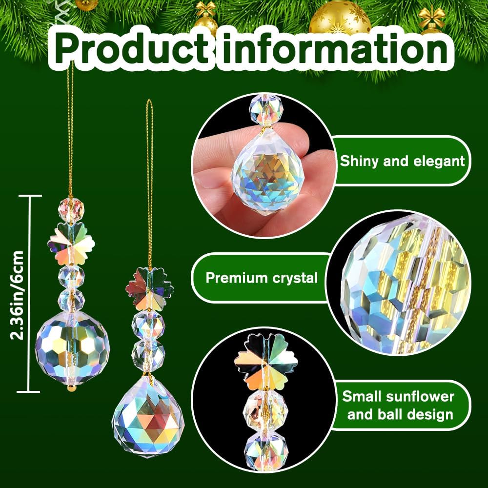 Crystal Ball Christmas Ornaments Iridescent Hanging Acrylic Decor for Tree