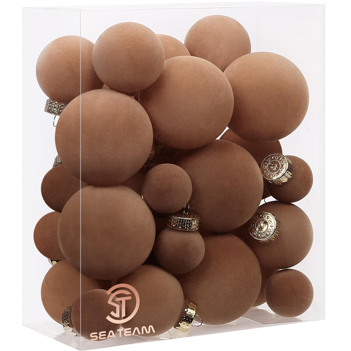 Sea Team 25-Pack Flocked Velvet Christmas Ball Ornaments, Prairie Fall
