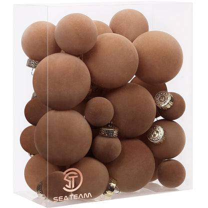 Sea Team 25-Pack Flocked Velvet Christmas Ball Ornaments, Prairie Fall