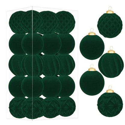 30Pcs Burgundy Velvet Christmas Ball Ornaments for Xmas Tree Decorations