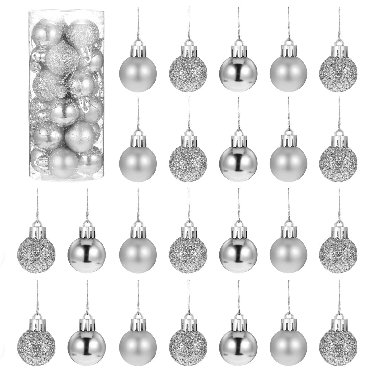24 Pieces Mini Christmas Balls - Xmas Tree Ornaments and Decorations Pendant for Holiday Party Decor - 3cm/1.1'' (Gold)