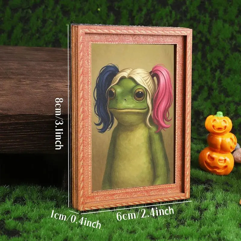 Funny Frog Refrigerator Magnet, Mini Photo Frame Fridge Magnet, Humorous Home Decor, Festive Decoration, Great Holiday Gift, Magnetic Item