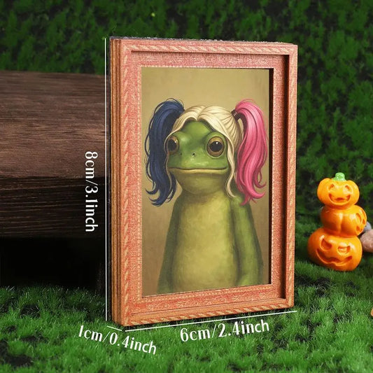 Funny Frog Refrigerator Magnet, Mini Photo Frame Fridge Magnet, Humorous Home Decor, Festive Decoration, Great Holiday Gift, Magnetic Item