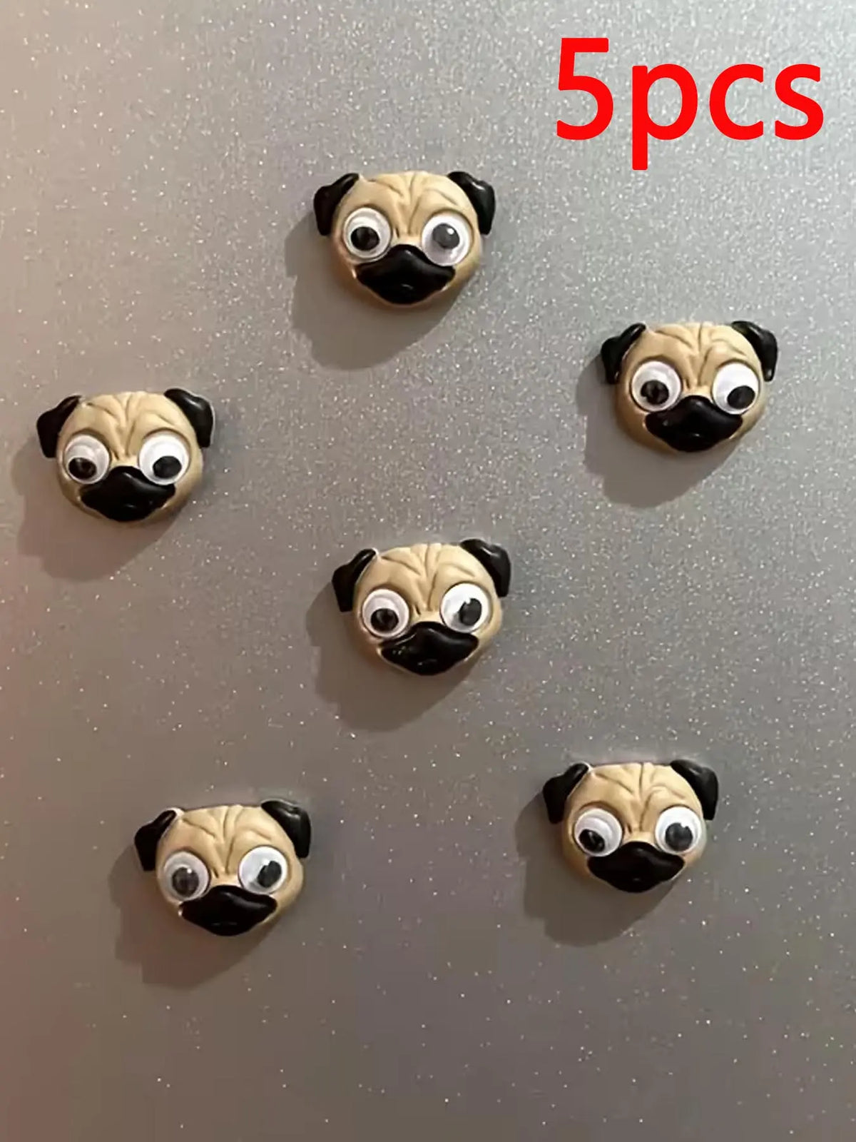 5pcs Cute Pug Dog Refrigerator Magnets, Refrigerator Magnets Set - Cute Magnets for Fridge - Mini Decorative Kitchen and Office Whiteboard Magnets for Home Decor - Perfect Mother's Day Gift