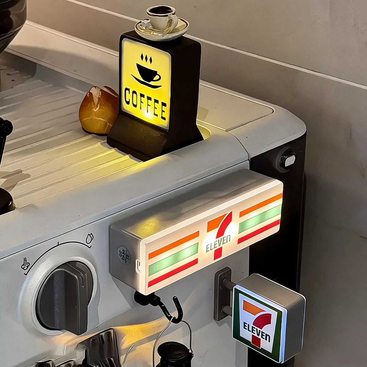Mini Mart Store Sign Light-Up Fridge Magnet | Square Classic Style / Rectangle Storefront Style | Magnetic Display Deco